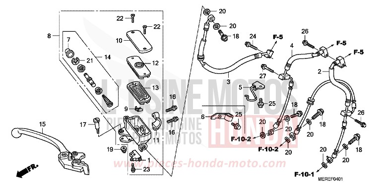 FR. BRAKE MASTER CYLINDER (CBF600SA/NA) for CBF600N ABS QUASAR SILVER METALLIC (NHA48) from 2009